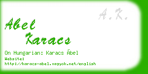 abel karacs business card